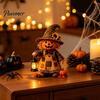 Atmospheric Window Displays Wooden Halloween Figurine with Lantern, Pumpkin Scarecrow Skeleton Mummy Ghost Witch Seasonal Tabletop Accessories Statue,