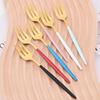 6Pcs Pink Gold Dinnerware Set Stainless Steel Small Fork Cutlery Cake Fork Fruit Fork Dessert Fork Flatware Kitchen Accessory