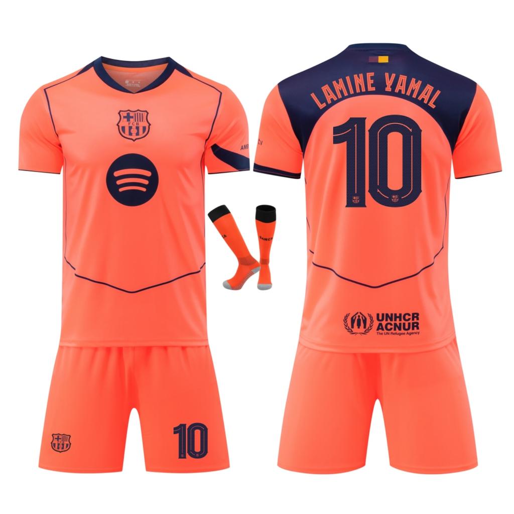Dětský fotbalový dresový set Barcelona Yamal, YSHT, Polyester, 130-140 cm, Oranžová