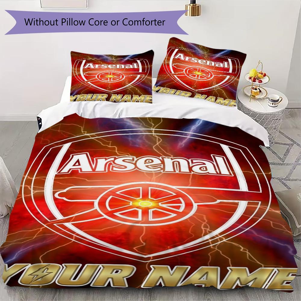Custom Name Arsenal Pattern Bedding Uilt Set Uilt Cover Pillowcase Home Decoration Birthday Gift (1*duvet Cover+2*pillowcase Without Core)