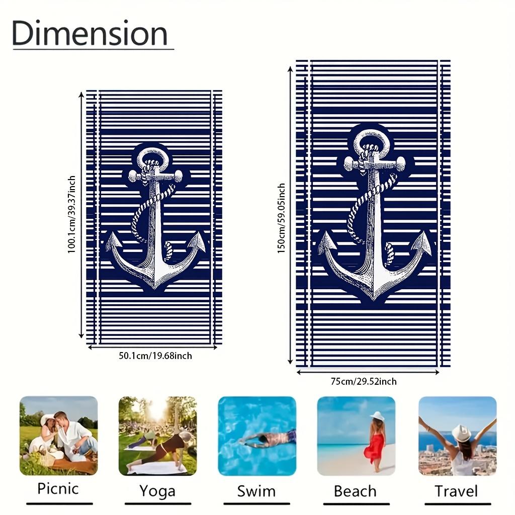 1pc Ultra-Soft Microfiber Beach Towel | Anchor Navigation Pattern, Lightweight and Absorbent, Ideal for Yoga, Travel, Swimming