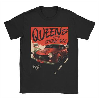 Camisetas Divertidas Abang Mobil Queens of the Stone Age para Hombre Cuello Redondo 100% Algodón Camisetas de Manga Corta Idea de Regalo Ropa
