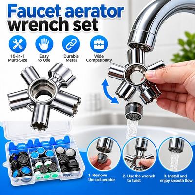 10-in-1 Faucet Aerator Wrench Multifunctional Aerator Wrench Set Faucet Removal Tool  Sink Repair