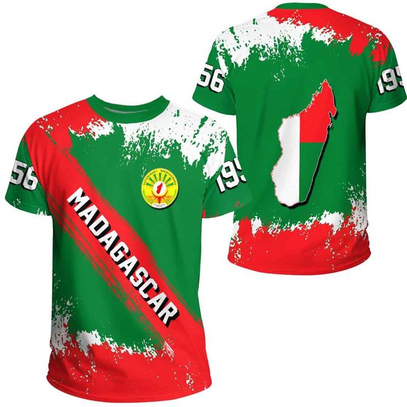 New Madagascar Flag Graphic 3D Print T-shirts Madagascar National Emblem Men’s Sports Tops National Day Gifts Personalized Tee