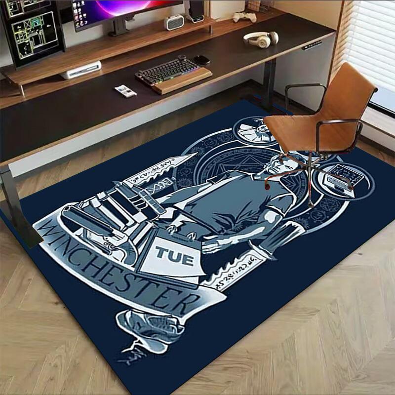 1pc Supernatural Winchester Home Office, Durable Polyester Floor Mat with Easy, Office Decor, Urban Style, Nonslip Backing, Highquality Fabric