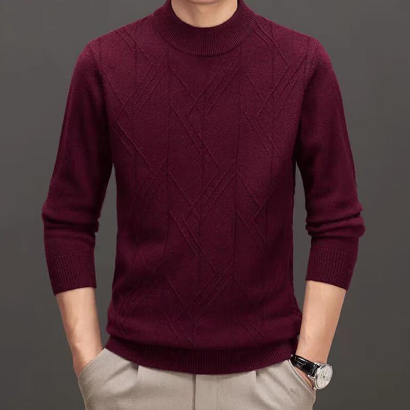 Raphenny Men's Round Neck Long Sleeve Wool Sweater AM816