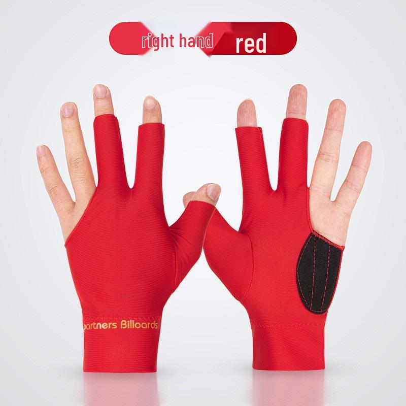 High Elastic Three-Finger Billiard Glove with Logo Print E18
