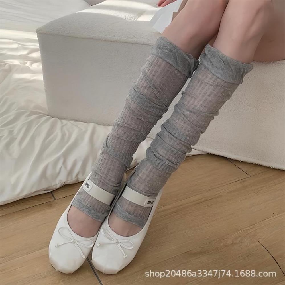 Leg Cover Summer Thin Tulle Sunscreen Mosquito-proof Socks Cover Retro Super Fairy Versatile Long Tube Super Transparent Stacking Socks Sleeve Leg Cov
