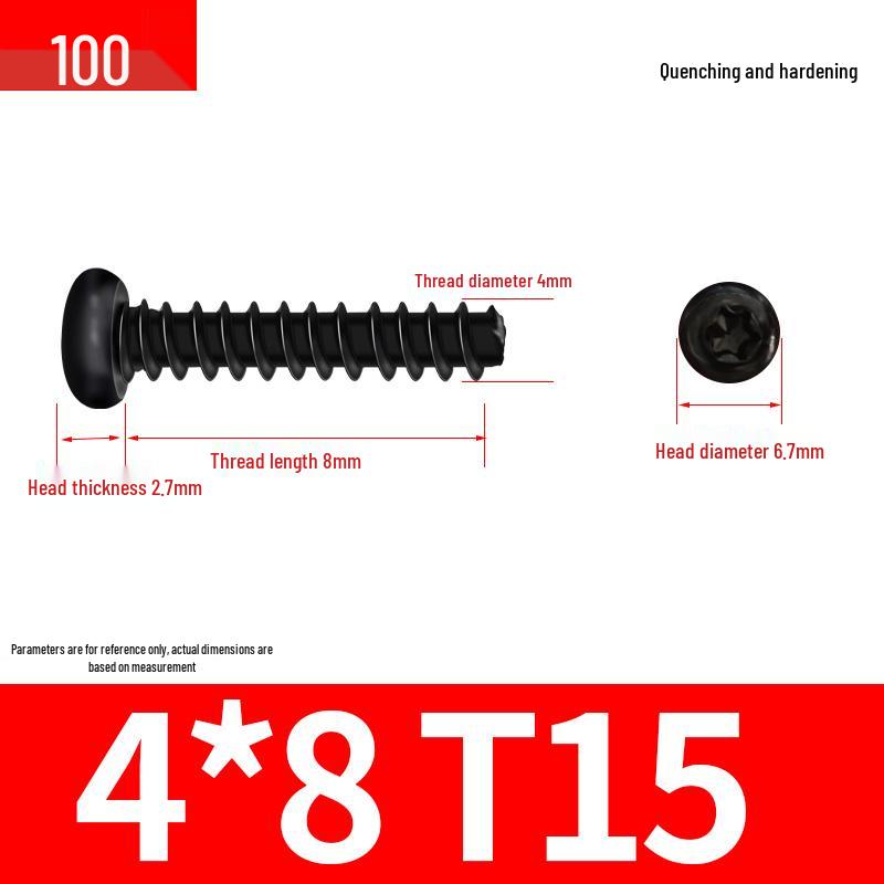 Black Zinc Plated M2 Pan Head Anti-Theft Hex Screws, Flat Tail, Self-Tapping