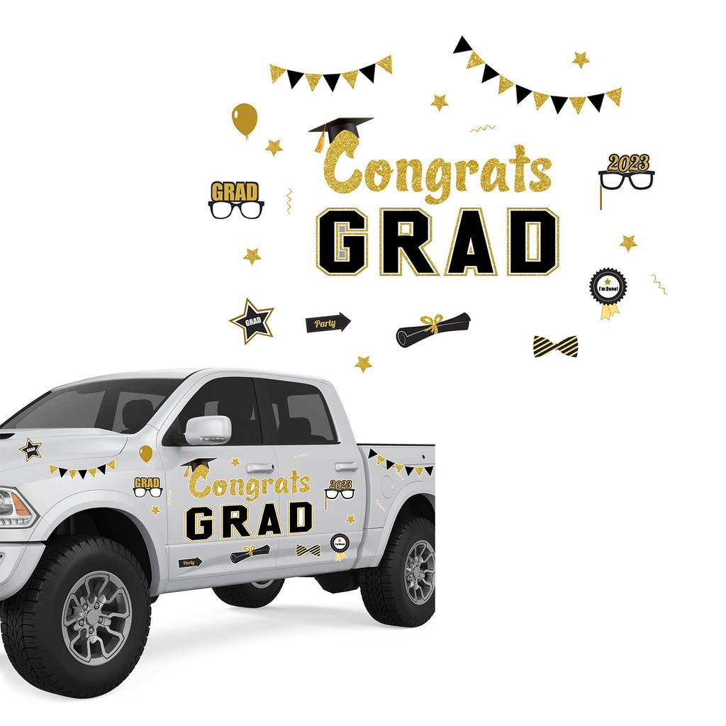 Car Sticker Magnetic Decal Graduation Cap Decoration Refrigerator Magnet Garage Door Bumper Sticker Reflective Car Decor