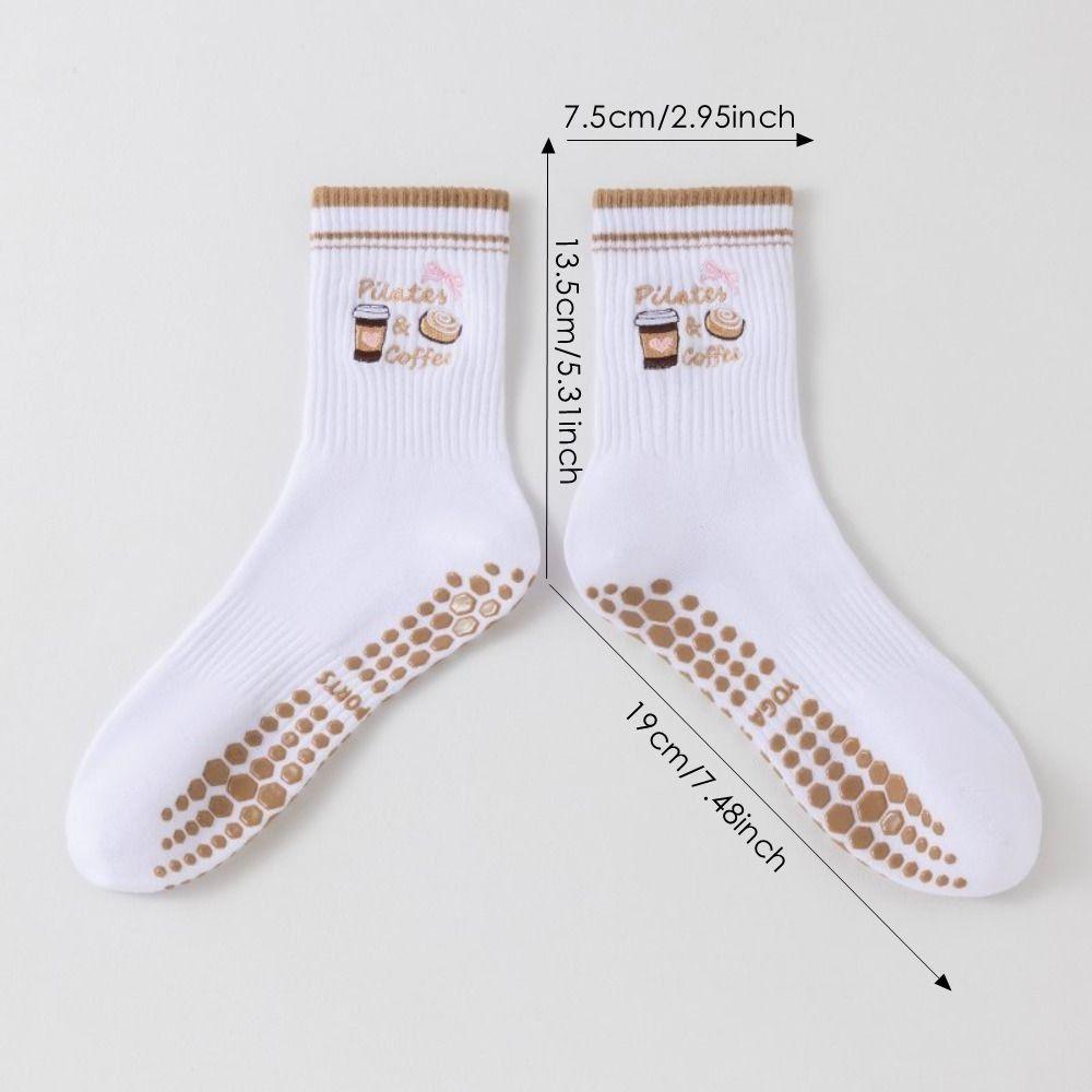 Harajuku Street Pilates Socks Breathable Cherry Embroidery Socks New Mid Tube Socks