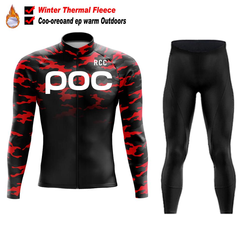 2026 RCC POC Team Winter Cycling Jersey Set Bicycle Sportwear Uniform Ciclismo Road Bike Clothing Bicicleta Long Bib Pants
