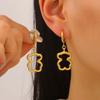 Earrings 3D Hollow Bear Design Stainless Steel Ear Loop Fit Leverback Earrings Adjustable Length Choker Necklace Jewelry Gift