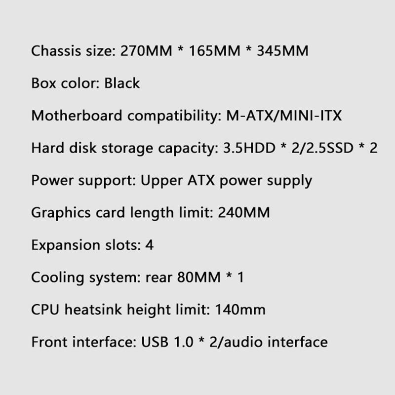 Mini Diy Computer Case For M-Atx/Itx Motherboard Atx Power Supply 240Mm Graphic Card Length Gpu 80Mm Air Cooling Fans