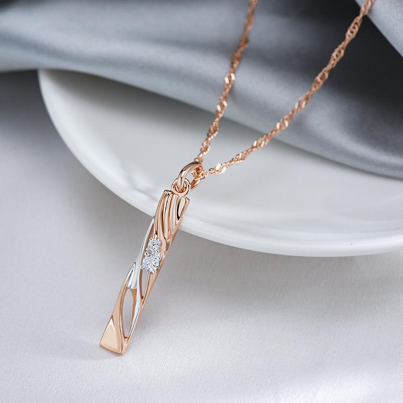 Fashion Geometric Hollow Zircon Pendant Necklace  Rose Gold And  Dichroic Plating Wedding Daily Fine Jewelry Gift