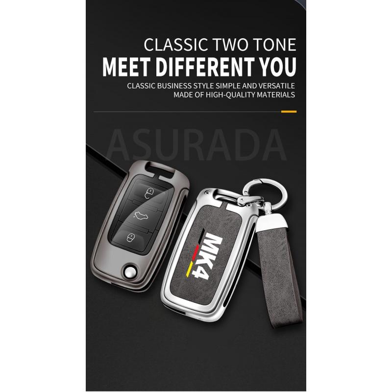 Auto TPU Zinc Alloy Key Case Bag For VW Volkswagen GOLF 4 MK4 Car Key Chain Car Metal Key Shell Interior Decoration Accessories
