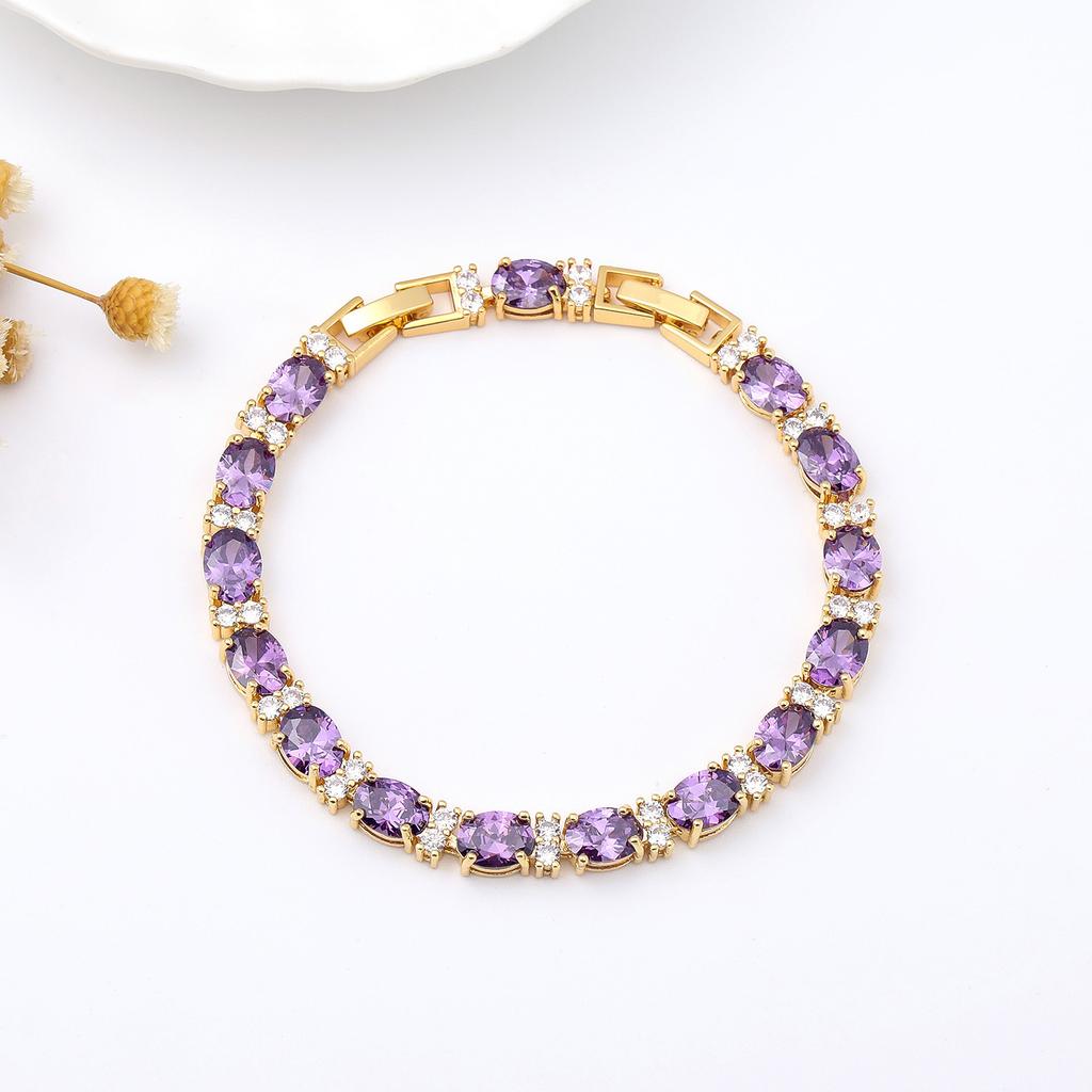 Multi-Colored, Summer Accessories Simple Crystal Colored Zircon Bracelet Does Not Fade Women'S Jewelry Colored Treasure Bracelet