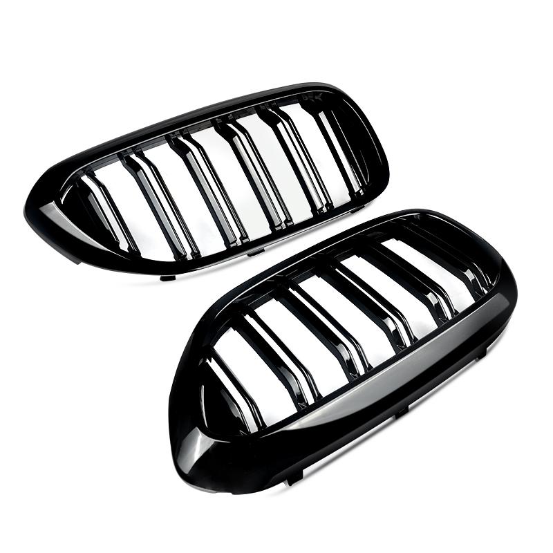 Glossy Black Dual Lines Racing Grills Compatible with BMW 5 Series G30 G31 530i 540i 2017-2020 Front Kidney Grille Aftermarket