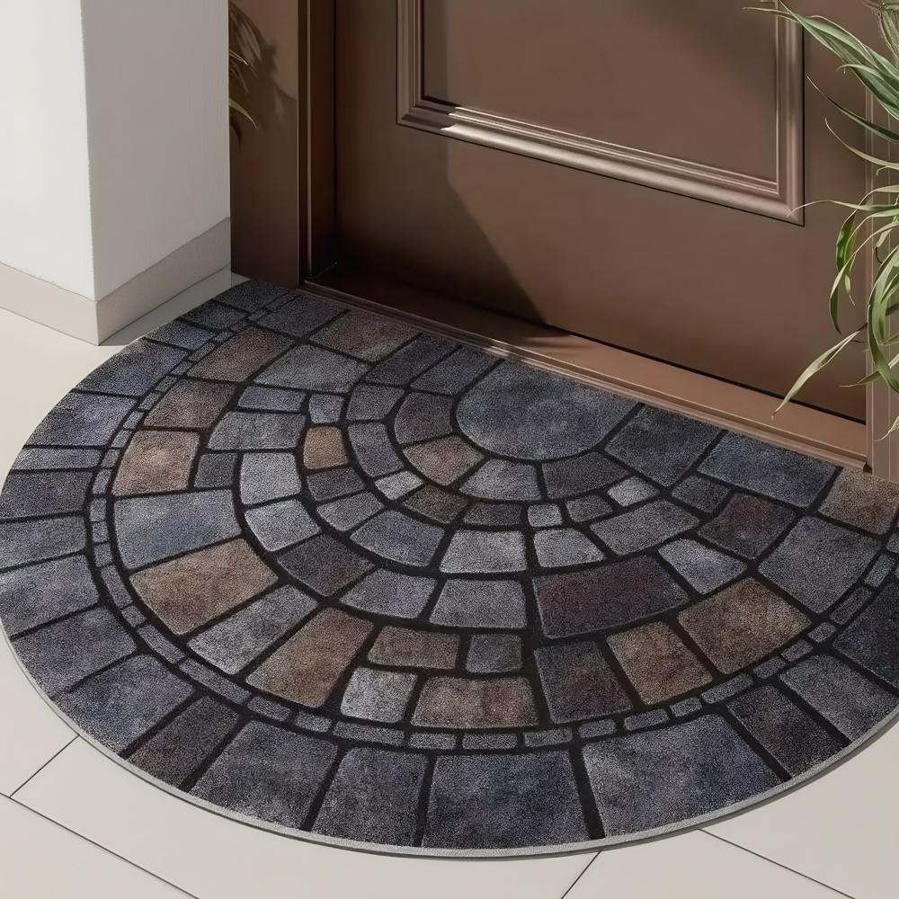 Unique Soft Half-Circle Door Mat Absorbent Home Decor Semi-Round Entry Mat Non-Slip Floor Mat Indoor Use