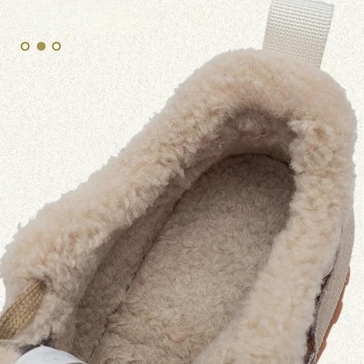 Johnature Warm Plush Cotton Shoes Versatile Lightweight Round Toe Lace-up Casual Women's Shoes