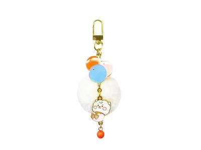 [BT21] Solomon Shoji Metal Dangle Keychain, Fur Keyring with Balloon Design, Fluffy, Baby, Cute, Chibi, Gift (RJ)