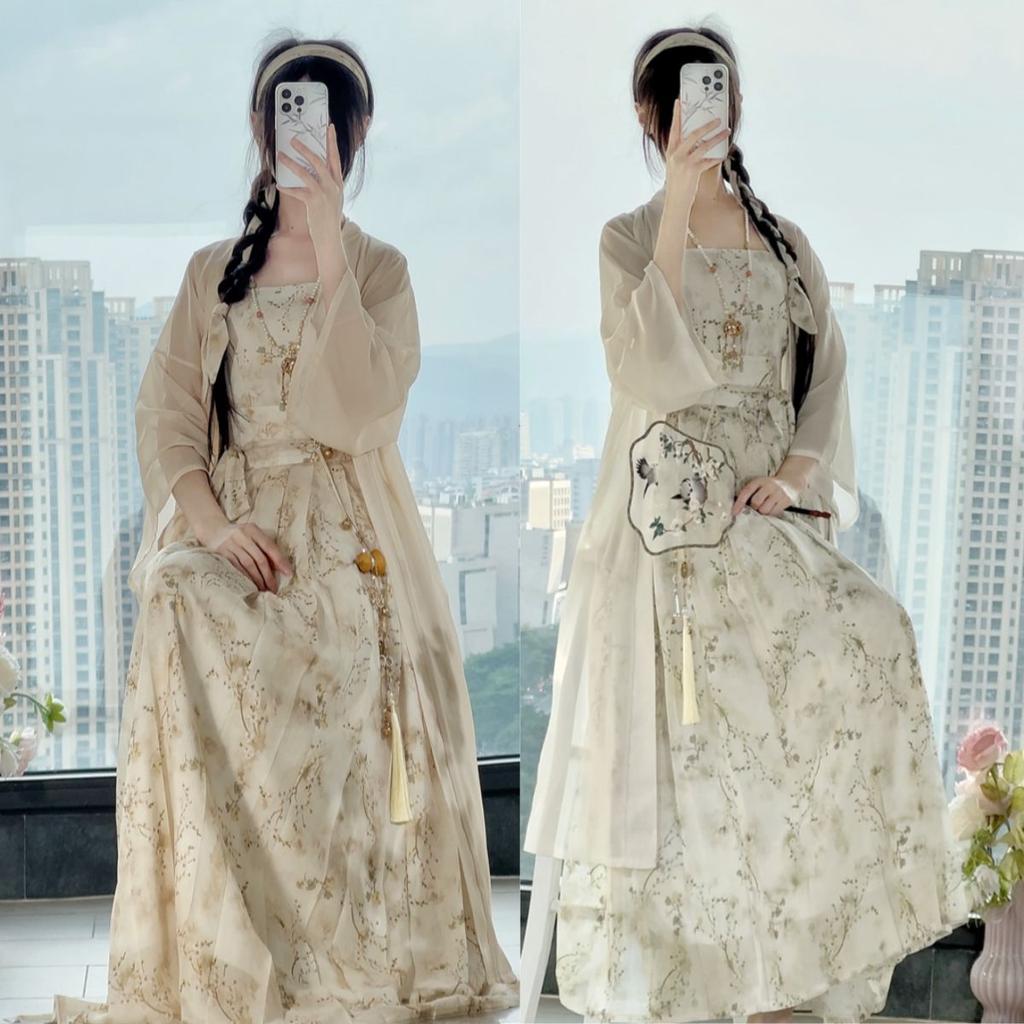 Stile cinese della dinastia Song Hanfu, abiti da donna quotidiani primaverili ed estivi