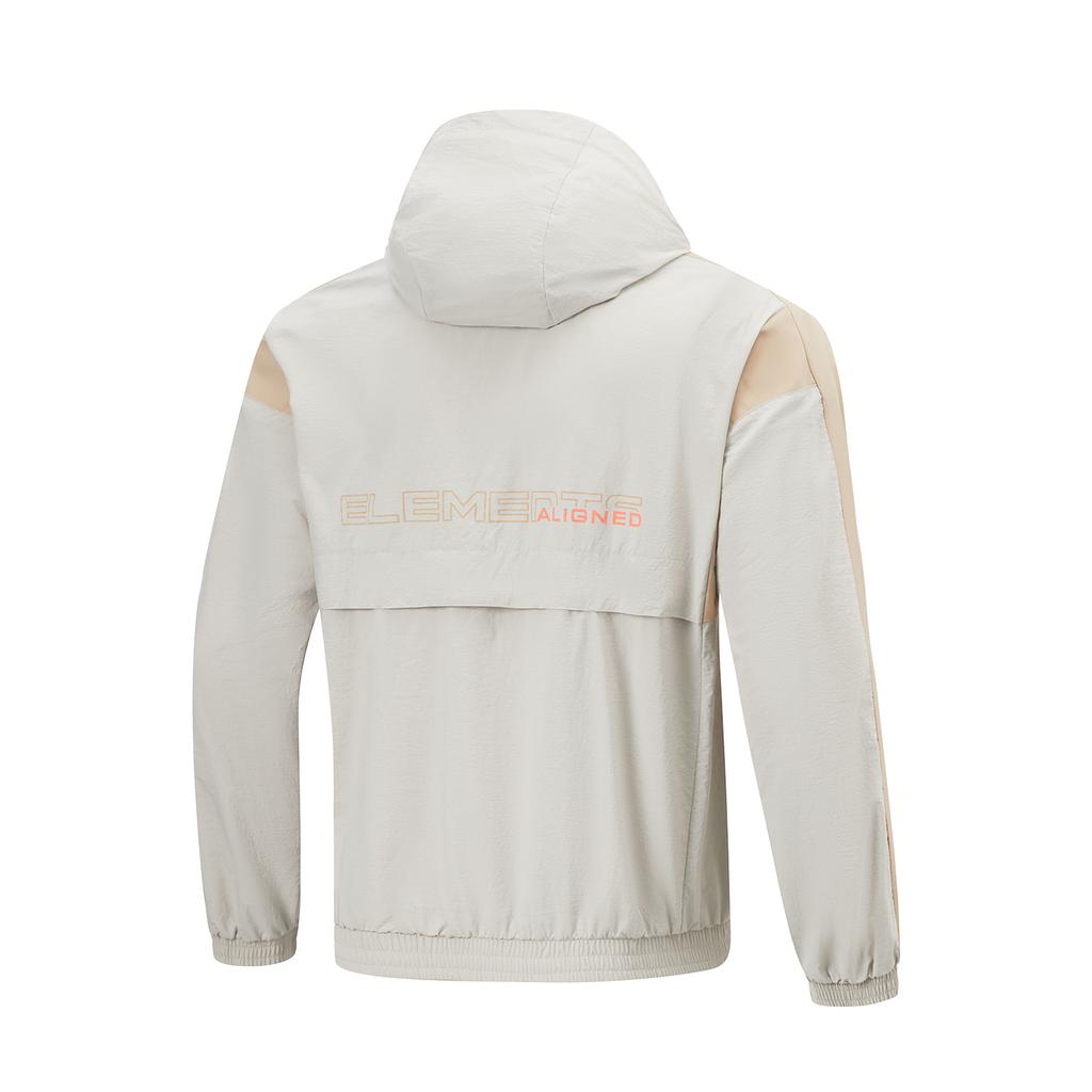 Li-Ning Fitness Series Sports Casual Simple Solid Color Loose Hooded Windbreaker Men Outerwear Mica-Gray AFDU061-8