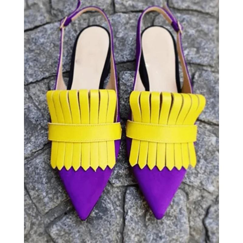 Fashion Large Size Pointed Toe Shoes Women's Casual Low Heel Sneakers Tassel Flat Dress Shoes New Style Lace-up Sandals