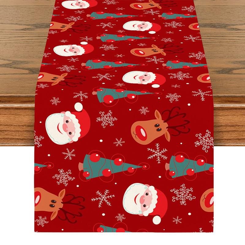 1PC Print Snowman For Home Xmas Table Decor Creative Christmas 33*183cm Table Runner Table Mat