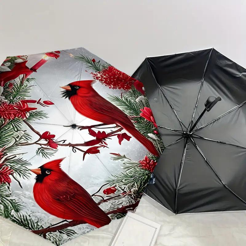1PC Cardinal Umbrella-8-Rib Reinforced, Automatic Open, Lightweight & Durable, Fashion Accessory for Outdoor, H0392