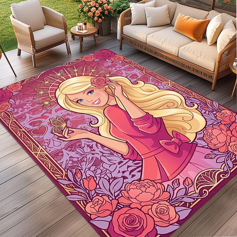 Barbie Print Rug, Washable Floor Carpet, For Entryway Dorm Laundry Room Office Study, Home Decor Birthday Christmas Gift