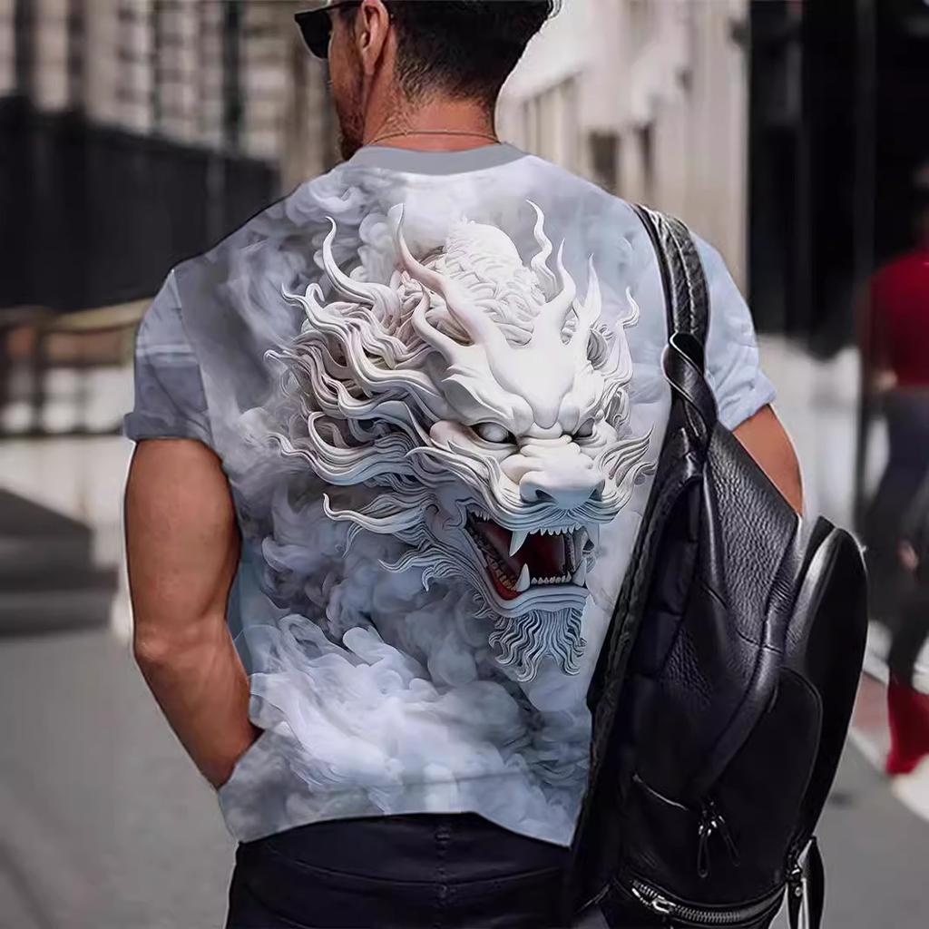 Summer Dragon 3D Printed Men's T Shirts Fashion Casual O-Neck Short Sleeve Sportswear Harajuku Cool Streetwear Oversized Tops