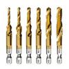 6Pcs Long Style High Speed Steel Titanium Plated Composite Tap Drill and Tap Integrated Machine Tap Open and Chamfer Tool Set
