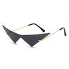 Oversized Shauna Cat Triangle Women Eye Sunglasses Ins Poplar Rimless Onepiece Clear Ocean Lens Tinted Sun Glasses Uv400