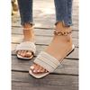 Ladies' Multi-layer Sparkling Diamond Toe Cover Sandals -Suitable for Casual, Party, Vacation, Fashionable Black Beach Shoes | Rubber Sole Single Shoe