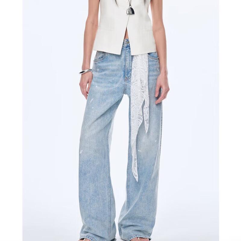 

Fu Zhi en Art Journey Distressed Tencel Wide-Leg Denim Pants L