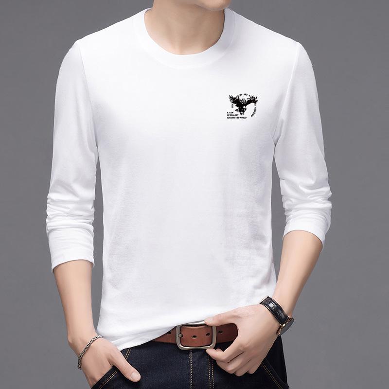 

Мужская облегающая хлопковая футболка в корейском стиле с длинным рукавом M белый