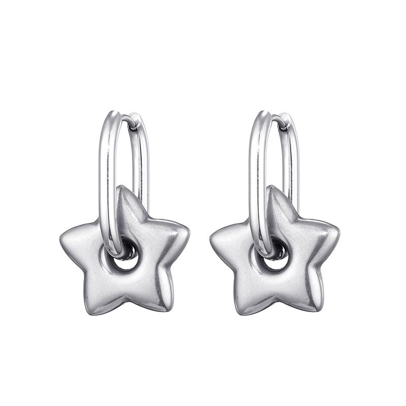 Classic Stainless Steel Heart Star Hoop Earrings For Women Punk Hip Hop Gold Silver Color Y2K Jewelry Female Earrings Oorbellen