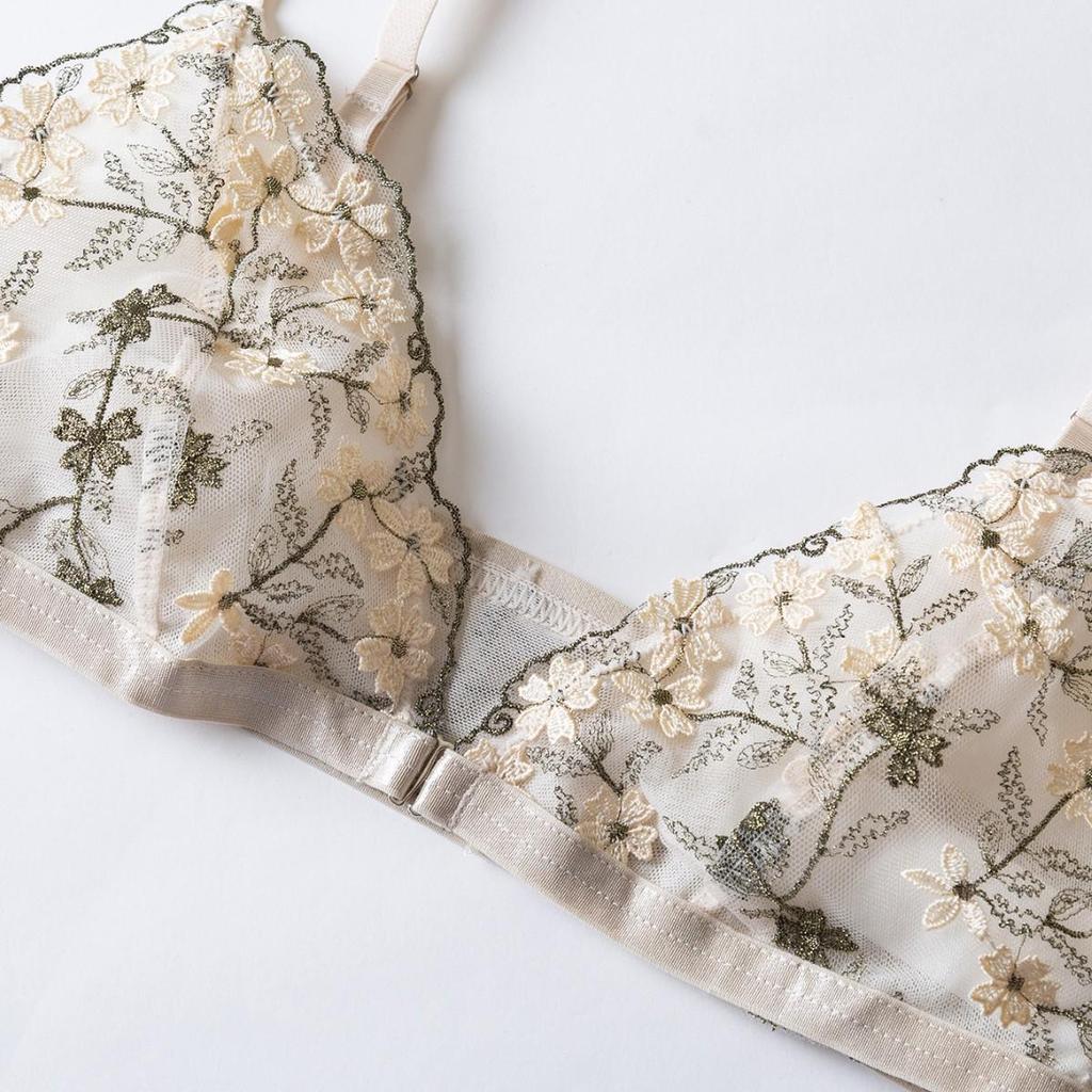 Set Reggiseno e Perizoma con Ricamo Frontale in Rete di Pizzo Internazionale