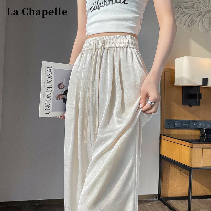 La Chapelle Women s Draped Acetate Satin Wide-Leg Pants L