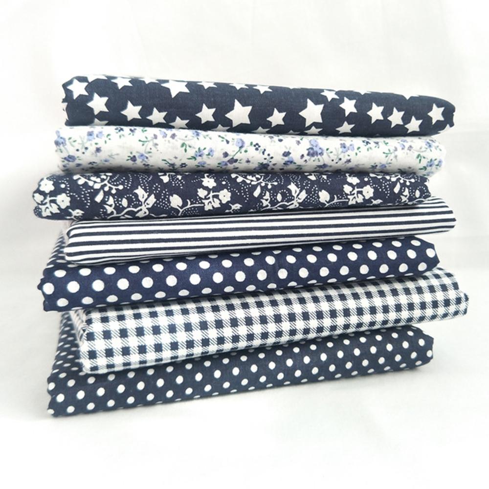 Thick Cotton Quilt Fabric Bundle Set 7 Assorted Colors with Precut Tabs