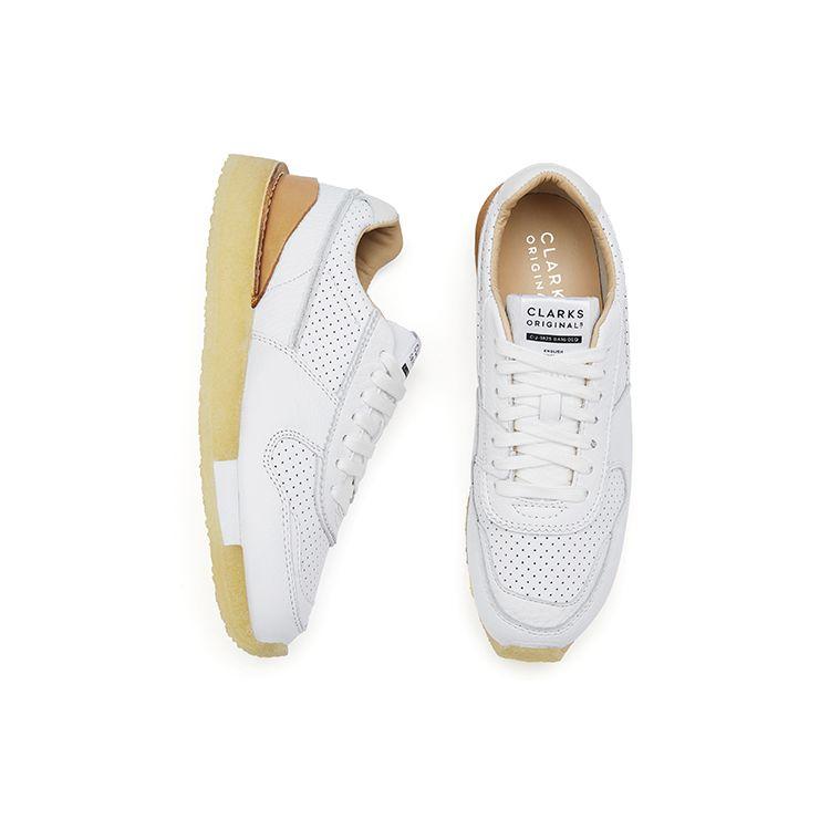 Clarks Originals Leather Comfortable Color-Block Flat Sports Round-Toe Lace-Up Low-Top Casual Shoes Women sneakers White 261604804
