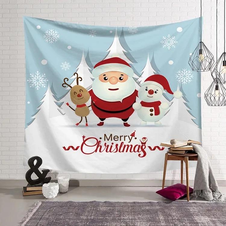 Christmas Cartoon Snowman Tapestry Living Room Sofa Home Decoration Christmas Gift