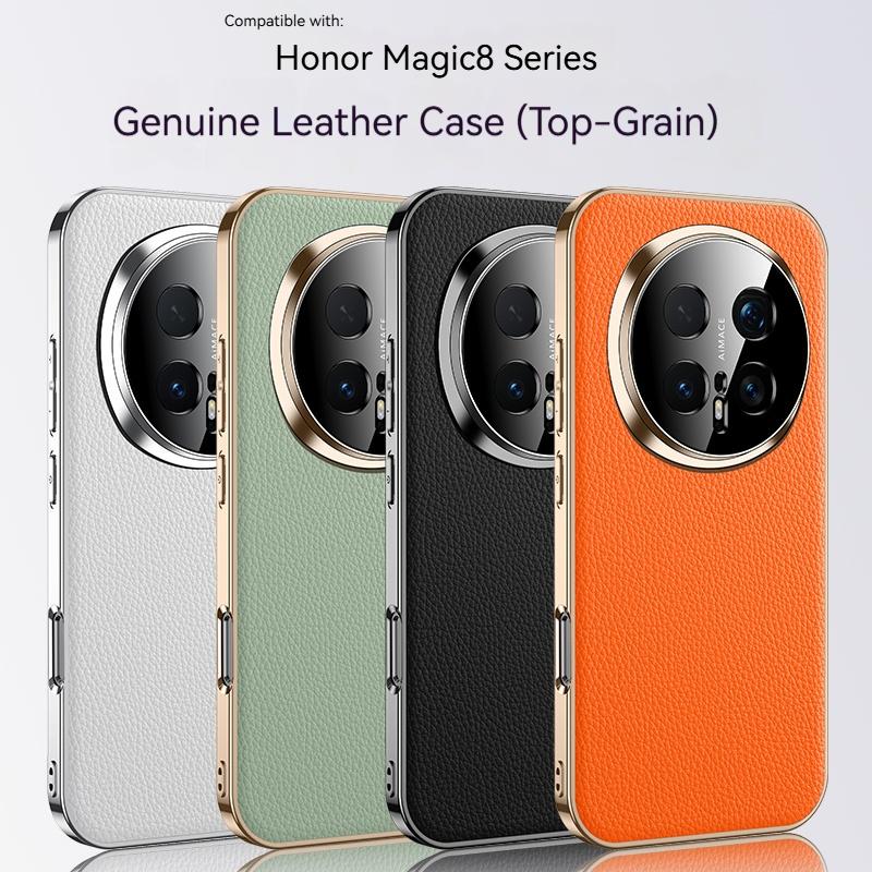 For Honor Magic 8 7 6 Pro Phone Case, Luxurious Leather Lychee Pattern Design, Fully Wrapped Lens, Anti Drop Protective Cover