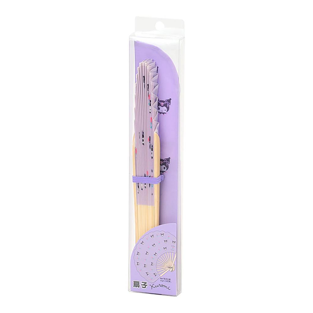 Sanrio Kuromi Fan Bamboo and Includes a Convenient Carrying Case (Main Unit Paper, Case Polyester) (Product Number 493350)