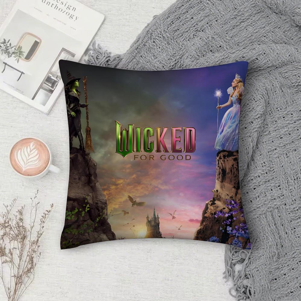 Movie W-Wicked Pillow Case Square Double-Sided Printing Short Plush Sofa Cushion Cover Bedroom Bedside Pillow