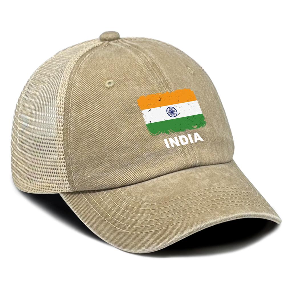 INDIA Flags Print Snapback Mesh Cap Snapback Cap Breathable Sporting Adjustable Baseball Hat Perfect For Urban Style