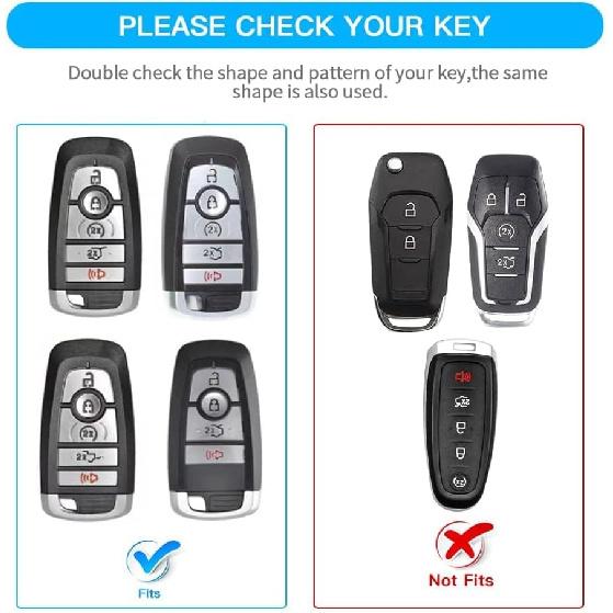 For Ford Key Fob Cover With Keychain,Car Key Case Shell Protector Holder 5 Buttons For Ford Explorer Fusion Escape Edge Expedition Mustang F150 F250
