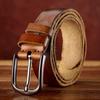 Men's Genuine Leather Retro Wrinkled Cowhide Belt - Trendy, Casual, and Versatile for Jeans