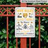 2D Flat Hive Rules Bee Kind Humble Vintage Bee Hive Metal Sign - 8.0x12.0inch Aluminum Wall Art, Farmhouse Bee Themed Home Kitchen Decor, Pre-Drilled